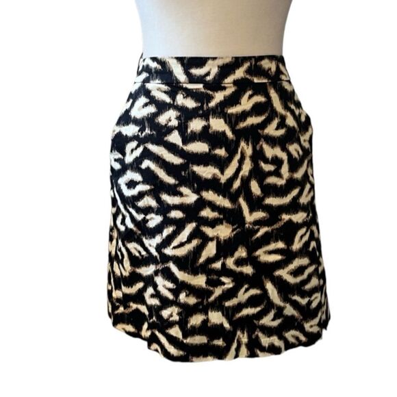 Darjoni | Women’s Black Cream Print Cotton Blend Pencil Mini Skirt - Picture 1 of 13